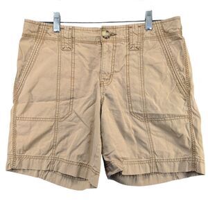 Eddie Bauer Women's Chino Shorts Tan Size 8 100% Cotton Slash Pockets